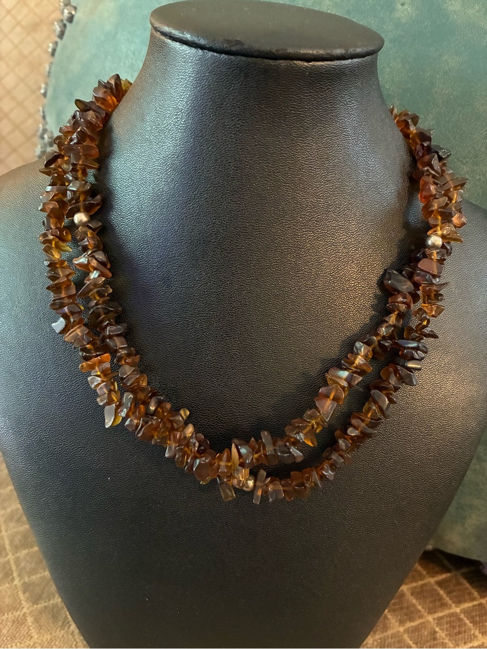 Silpada Amber Chip Double-Strand Necklace 17” with toggle clasp.